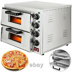Electric 3000w Pizza Oven Double Deck Bakery Fire Stone Restaurant Commercial