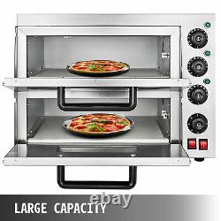 Electric 3000w Pizza Oven Double Deck Bakery Fire Stone Restaurant Commercial