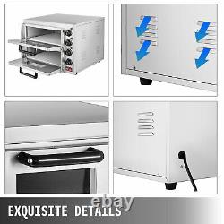 Electric 3000w Pizza Oven Double Deck Bakery Fire Stone Restaurant Commercial