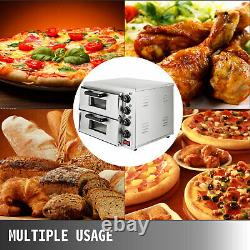 Electric 3000w Pizza Oven Double Deck Bakery Fire Stone Restaurant Commercial