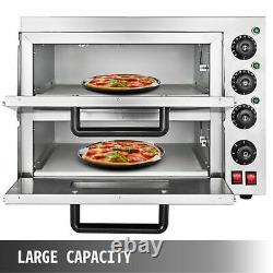 Electric 3000w Pizza Oven Double Deck Bakery Fire Stone Restaurant Popular