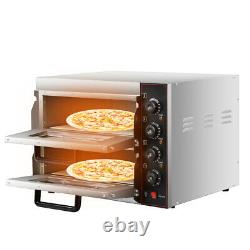 Electric 3KW 48L Pizza Oven Double Deck Commercial Stainless Steel Bake Broiler