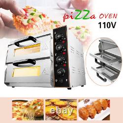 Electric Countertop Pizza Oven Double Deck Commercial Toaster Bake Broiler 110V