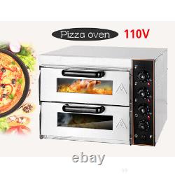 Electric Countertop Pizza Oven Double Deck Commercial Toaster Bake Broiler 110V