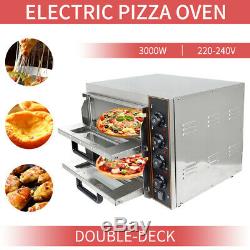 Electric PIZZA Oven Twin Deck Commercial Baking Oven Fire Stone Catering 3KW