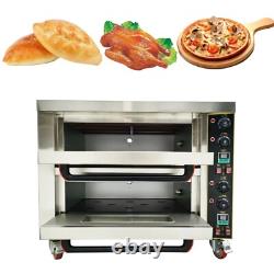 Electric Pizza Oven Double-deck Commercial Kitchen Bread Pastries Meat Oven 220V