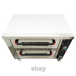 Electric Pizza Oven Double-deck Commercial Kitchen Bread Pastries Meat Oven 220V