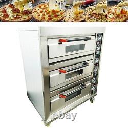 Electric Pizza Oven Triple-deck Bread Pastries Meat Oven 6 Baking Sheets 220V