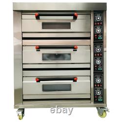 Electric Pizza Oven Triple-deck Bread Pastries Meat Oven 6 Baking Sheets 220V