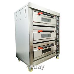 Electric Pizza Oven Triple-deck Bread Pastries Meat Oven 6 Baking Sheets 220V