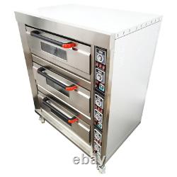 Electric Pizza Oven Triple-deck Bread Pastries Meat Oven 6 Baking Sheets 220V
