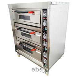 Electric Pizza Oven Triple-deck Bread Pastries Meat Oven 6 Baking Sheets 220V
