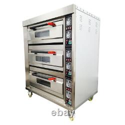 Electric Pizza Oven Triple-deck Bread Pastries Meat Oven 6 Baking Sheets 220V
