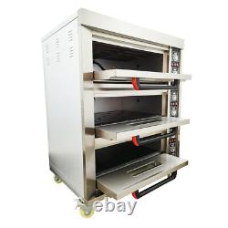 Electric Pizza Oven Triple-deck Bread Pastries Meat Oven 6 Baking Sheets 220V