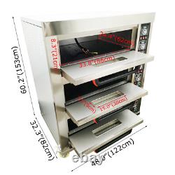 Electric Pizza Oven Triple-deck Bread Pastries Meat Oven 6 Baking Sheets 220V