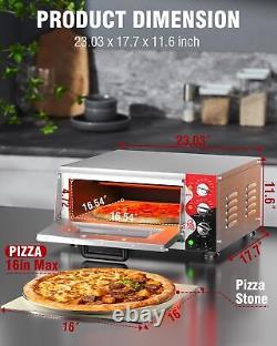 Electric Pizza Oven with Pizza Stone for Restaurant Home, 16 Inch Countertop