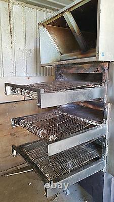 HUGE 3 Deck Triple Stack Electric Conveyor Pizza Pride Oven Randell w Hood CPS