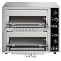 Hakka Electric 4400W Double Deck Pizza Oven Countertop Stainless Steel Bakery