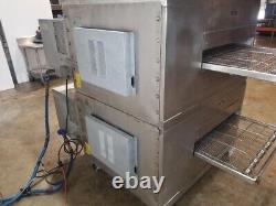 Lincoln Impinger 1450 Nat. Gas Double Stack Conveyor Pizza Oven. VIDEO DEMO