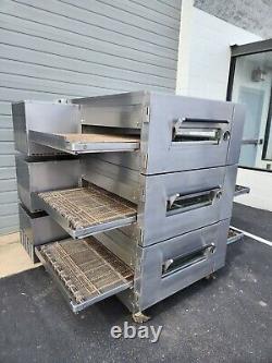 Lincoln Impinger 1600 Triple Deck Gas Fired Conveyor Pizza Oven 32