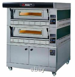 MORETTI FORNI P110G B2 GAS PIZZA OVEN P110G 44x44x7 2 DECKS WITH TRAY GUIDE BASE