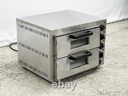 NEW 16 Double Deck Electric Stone Base Pizza Oven Bakery Cooker Wings 110V