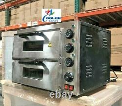 NEW 16 Electric Double Stone Base Pizza Oven Bakery Pizzeria Cooker Wings 110V