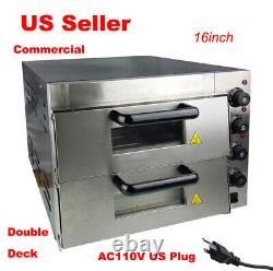 New 110V 16 Commercial Double deck Electric Pizza Oven Ceramic Stone