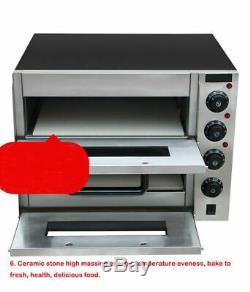 New 110V 16 Commercial Double deck Electric Pizza Oven Ceramic Stone