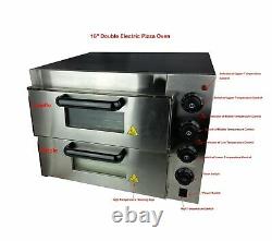 New 110V 16 Commercial Double deck Electric Pizza Oven Ceramic Stone