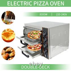 New Commercial Baking Oven Fire Stone Electric Pizza Oven 2 x 16Twin Deck
