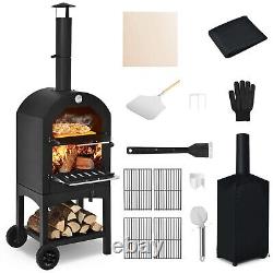 Outdoor Pizza Oven Wood Fire Pizza Maker Grill with Pizza Stone