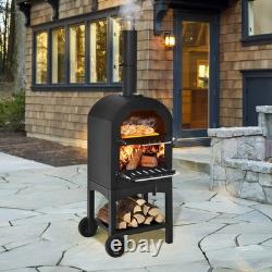Outdoor Pizza Oven Wood Fire Pizza Maker Grill with Pizza Stone & Waterproof Cover