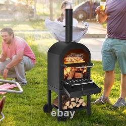 Outdoor Pizza Oven Wood Fire Pizza Maker Grill with Pizza Stone & Waterproof Cover