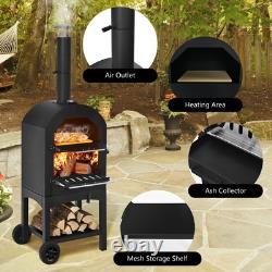 Outdoor Pizza Oven Wood Fire Pizza Maker Grill with Pizza Stone & Waterproof Cover