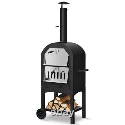 Outdoor Pizza Oven Wood Fire Pizza Maker Grill with Pizza Stone & Waterproof Cover