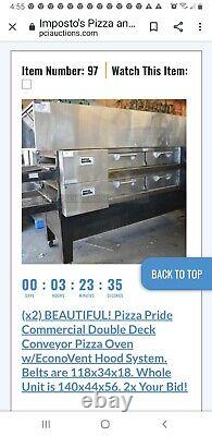 Pride Double Deck Conveyor Pizza Oven with hood