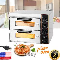 Silver Electric Pizza Ovens Double Deck Toaster Bake Broiler Oven 3000W 110V