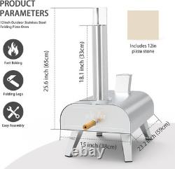 Stainless Steel 12 Pizza Oven Compact Wood Pellet Grill for Outdoor Cooking