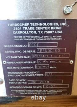 Turbochef Fire Red Countertop Pizza Oven Ventless Operation June 2018