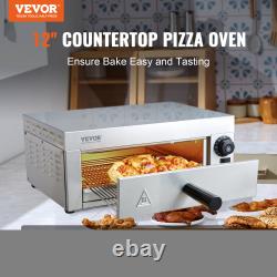 VEVOR 12/16 Electric Countertop Pizza Oven Adjustable Temp 0-60 Minute Timer