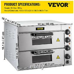 VEVOR 14'' Electric Pizza Oven 2KW Double Deck Commercial Countertop Pizza Oven