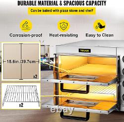 VEVOR Commercial Pizza Oven Countertop, 14 Double Deck Layer, 110V 1950W Stainl