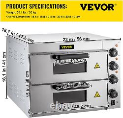 VEVOR Commercial Pizza Oven Countertop, 14 Double Deck Layer, 110V 1950W Stainl