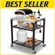 Versatile Outdoor Grill & Pizza Oven Prep Table Three-tier Rolling Cart