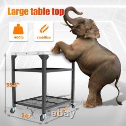 Versatile Outdoor Grill & Pizza Oven Prep Table Three-Tier Rolling Cart