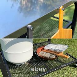 Versatile Outdoor Grill & Pizza Oven Prep Table Three-Tier Rolling Cart