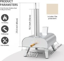 Wood Pellet Pizza Oven 12-Inch Stainless Steel Portable Outdoor Grill