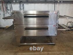 XLT 3870 Natural Gas Dbl. Stack Pizza Conveyor Ovens. Video Demo