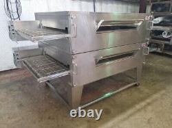 XLT 3870 Natural Gas Dbl. Stack Pizza Conveyor Ovens. Video Demo